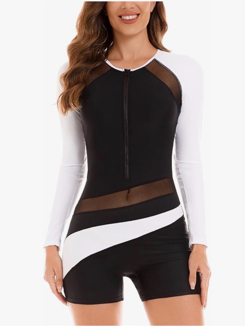NESY Womens Rash Guard Swimsuit Boyleg Long Sleeve Size S modest swimwear, Chic